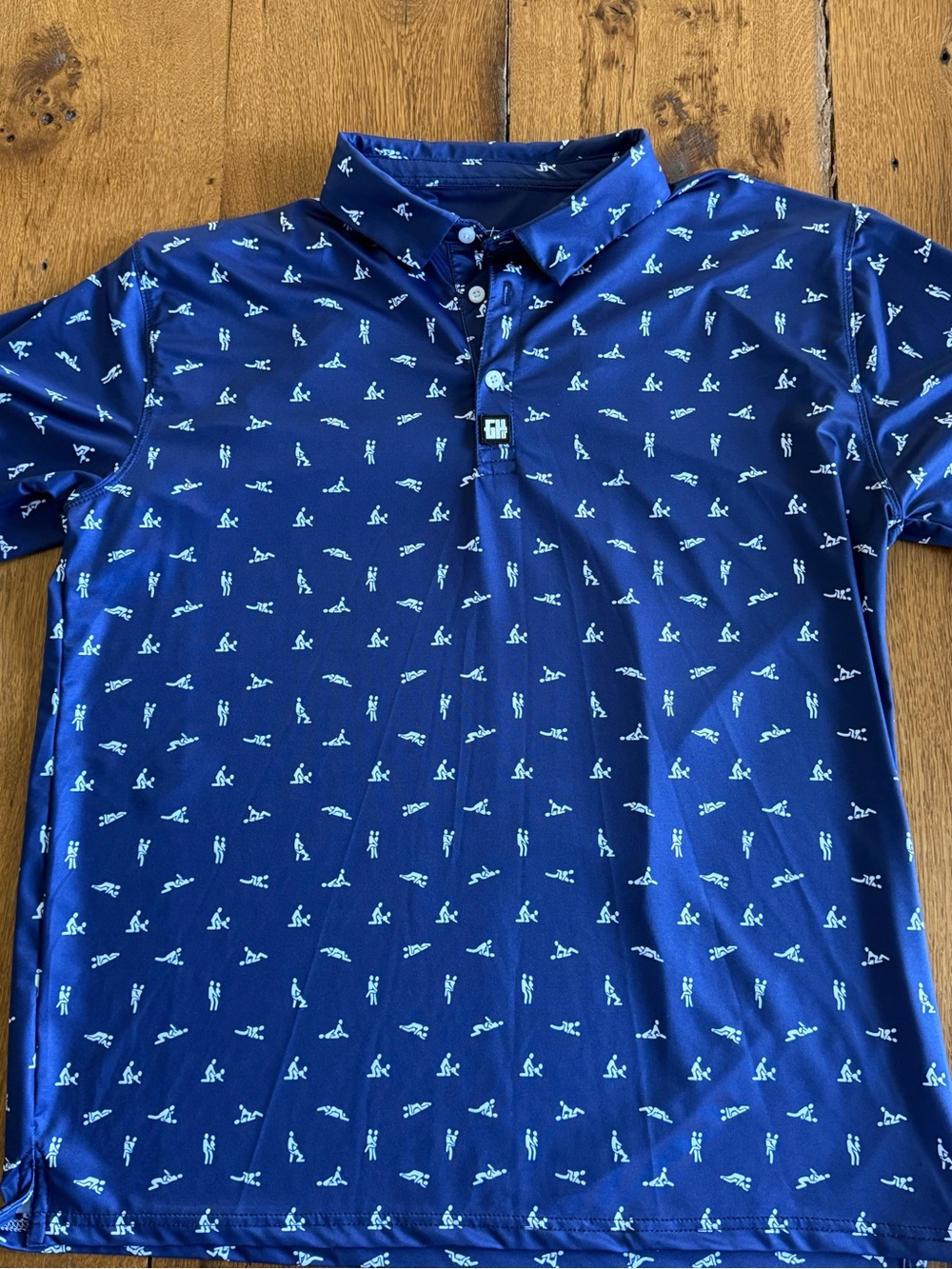 Men's Navy Short-Sleeve Polo with Mini Print